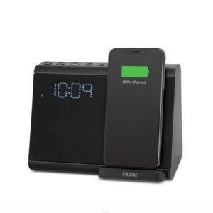iHome™ Bluetooth Dual Alarm Clock in Gunmetal with Qi Wireless Charging